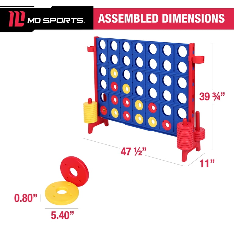 Giant 4 in a Row Plastic Outdoor/Indoor Game Set, 47.5 in x 11 in