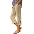thumbnail image 2 of BUIGTTKLOP Plus Size Capri Pants for Women High Waisted Cropped Lounge Pants Side Split Casual Summer Ladies Pull on Capris, 2 of 8