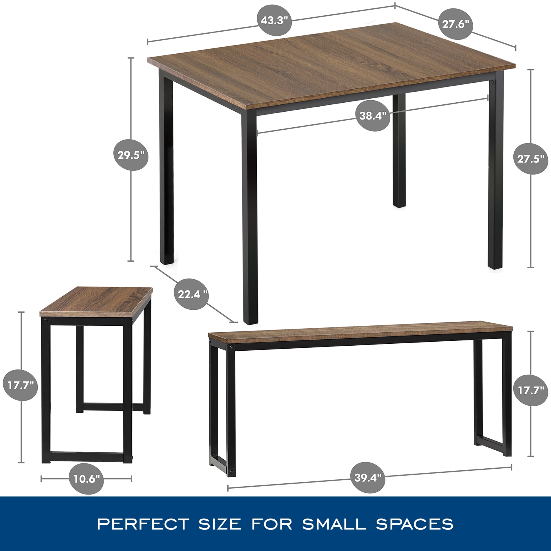 3 piece kitchen table set walmart