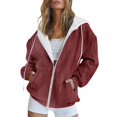 thumbnail image 1 of WZXFASHION Chandail Cardigan à Fermeture Éclair pour Femmes, Mode, avec Poches, jusqu'à 50 % de Rabais, Chandail à Capuchon à Enfiler à Fermeture Éclair, 1 of 4