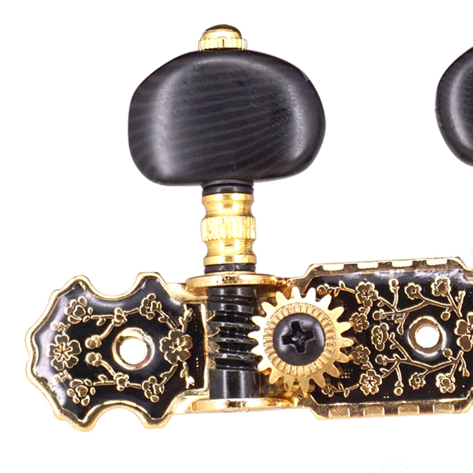NATEFEMIN High-Quality Classical Guitar Machine Heads Tuners Gold/Black Metal & Plastic 3L/3R Smooth Action 118 Ratio Reliable Set