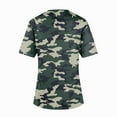 thumbnail image 3 of IYYVV Womens Scrubs Top Medical Workwear Cross V Neck Graphic Camo Print Working Nurse Uniforms Plus Size Stretchy Nursing Short Sleeve Tee Tops with Pockets Dark Green 3XL, 3 of 3
