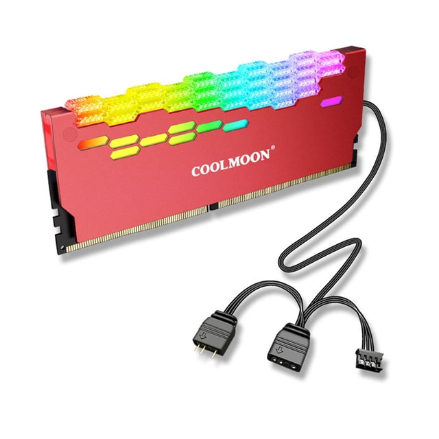 Cateissary Coolmoon Memory Radiator RGB RAM Disipador de calor RAM Disipador de calor Chaleco de refrigeración Decoración de iluminación para Estaciones de acoplamiento para portátiles