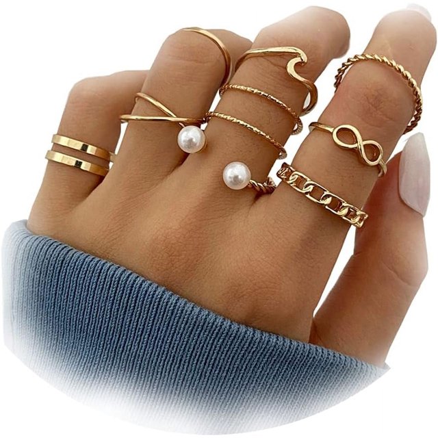 HAHDAXIA Stocking Stuffers for Teens Gold Stackable Rings Set for Women Vintage Knuckle Rings for Teen Girls Midi Rings Pack Statement Bohemian Stacking Rings for Women Multiple Rings Pack