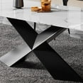 thumbnail image 2 of FHKJ HOME 63"-95" Modern Expandable Rectangle Dining Table for 6-12, White Sintered Stone, 2 of 7