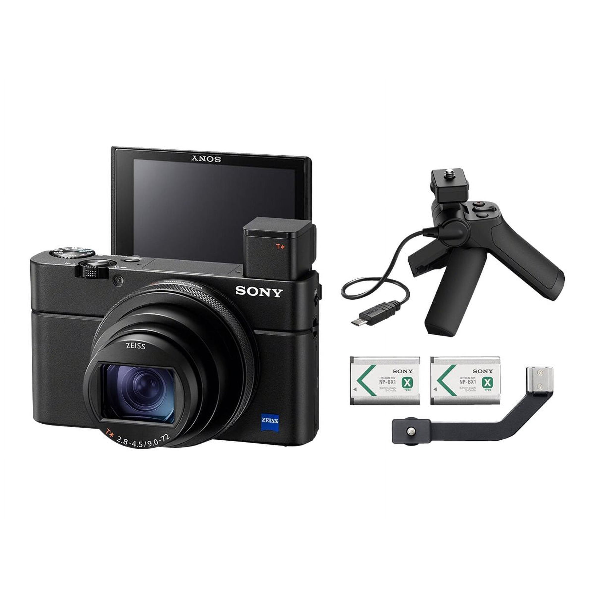 Sony RX100 VII Premium Compact Camera with Grip | 24-200mm Lens + 2 Batteries