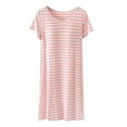 thumbnail image 4 of Womens Summer Casual Dresses Stripe Print Round Neck Short Sleeve Mid Length Dress Holiday Wear, 4 of 4
