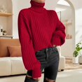thumbnail image 6 of Women's Fashion Knitted Cropped Turtleneck Sweater, 6 of 8