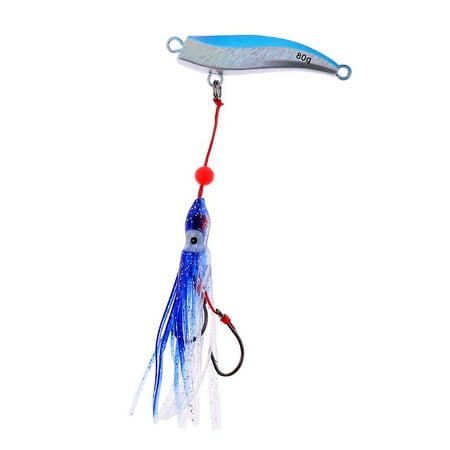 Fishing Lead Jig Head Bait Fishing Lures With Soft Squid Lure Tackle Blue