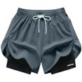 thumbnail image 6 of KPOPLK Women 2 in 1 Running Shorts High Waisted Athletic Shorts Gym Workout Shorts with Mesh Liner Zipper Pockets S-2XL Size S,Dark Gray, 6 of 8