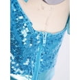 thumbnail image 6 of Choomomo Sequin Flutter Sleeve Dance Crop Top for Girls Square Neck Sparkly Dance Top for Stage Show & Recital Light Blue 12, 6 of 7