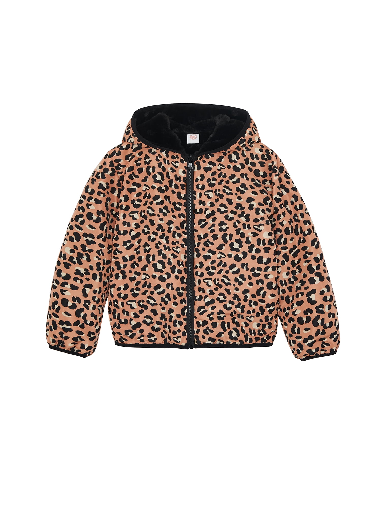 Wonder Nation Toddler Girl Faux Fur Reversible Jacket, Sizes 12M-5T