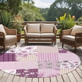 thumbnail image 4 of Round Area Rug 5 Ft, Boho Purple Flowers Washable Non-Slip Circle Carpet for Living Room/Bedroom, Spring Floral Botanical Patchwork Vintage Low-Profile Runner Mats Collection Rugs for Indoor, 4 of 8