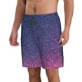 thumbnail image 2 of KLL Violet Glitter Men's Casual Summer Beach Shorts Hawaiian Shorts with Pockets-Small, 2 of 5