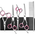 thumbnail image 1 of Kit de tijeras de aseo para perros 6 en 1, tijeras de seguridad de acero inoxidable 4CR con punta redonda para perros y tijeras de aseo duraderas para perros, 1 of 5