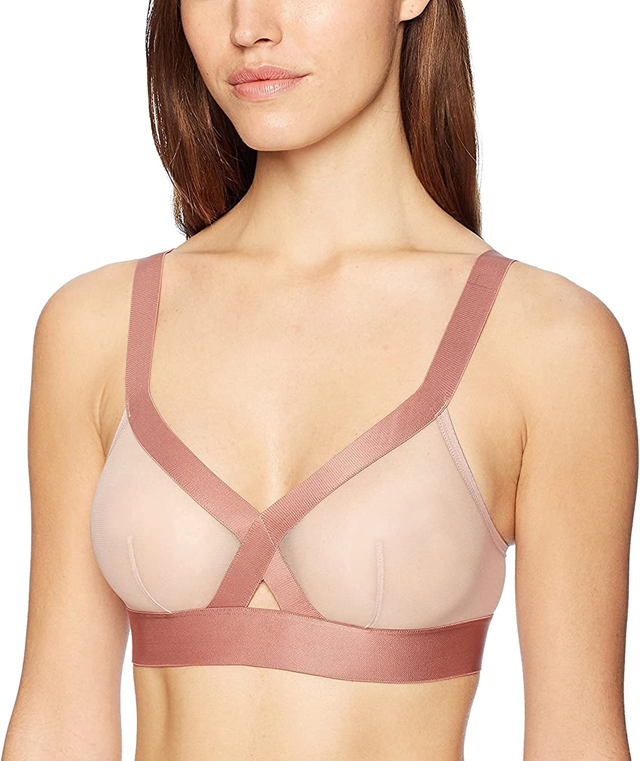 Delicate lace coloured balconette bra, DKNY