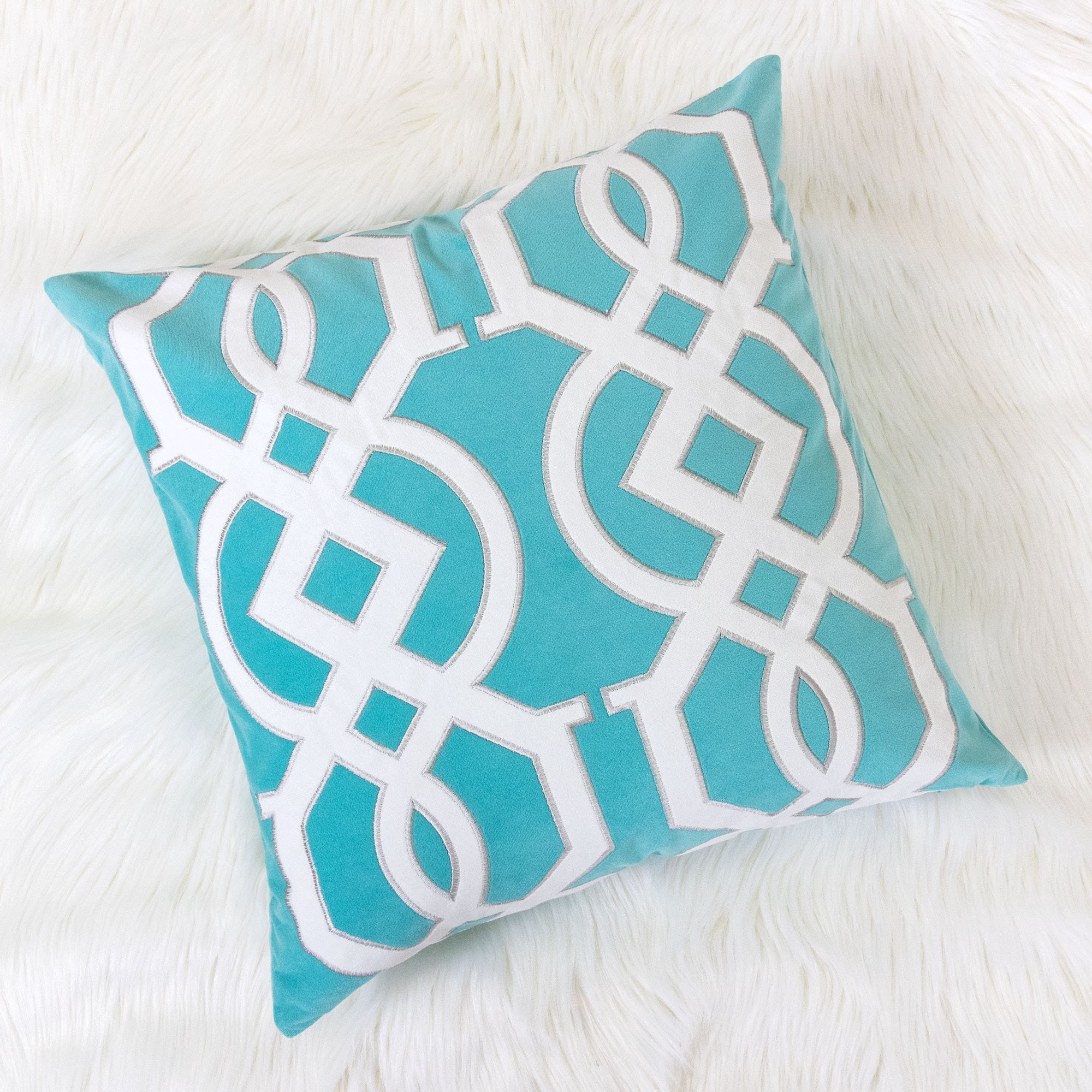 Nandini Turquoise Abstract Polyester 20 in. x 20 in. Throw Pillow (Set of 2)