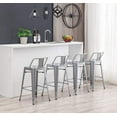 thumbnail image 3 of Andeworld 26" Low Back Metal Counter Stool Height Bar Stools [Set of 4] Barstools, Silver, 3 of 7