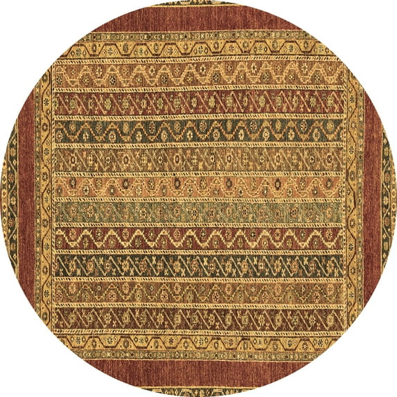 Ahgly Company Indoor Round Oriental Brown Modern Area Rugs, 8' Round