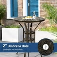 thumbnail image 6 of SOCIALCOMFY Outdoor Cast Aluminum Bar Table, 31" Patio Bar Height Table with 2" Umbrella Hole, All Weather High Top Bistro Round Dining Table for Outside Deck Porch Balcony Poolside, Dark Bronze, 6 of 7