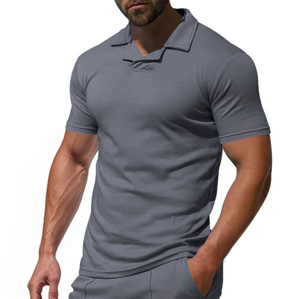 pstuiky camisetas para hombre, Blusa informal de manga corta con cuello en V y tirantes sueltos para hombre camisetas de hombre l
