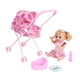 thumbnail image 5 of Cochecito de muñeca y biberón para cama de pañales, 5 piezas, con muñeca, juguete de simulación para niños, bebés, edades de 0 a 2 años Fresa, 5 of 9