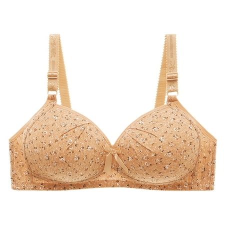 Eashery Womens Bras Comfortable Women s Push Up Bra Racerback Front Closure Bras Lace Padded Underwire Plunge Floral Khaki X-Large