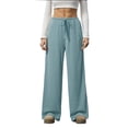 thumbnail image 2 of PNTUTB Women's Casual Solid Color Lightweight Drapey Elastic Waist Drawstring Relaxed Comfortable Wide Leg Pants, 2 of 6