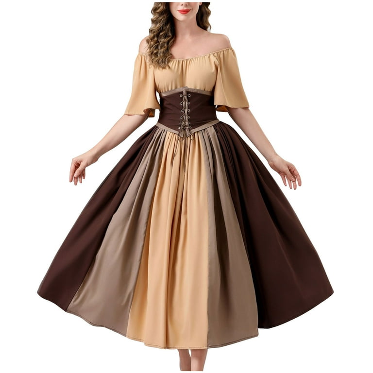 Oksale Womens 18 Century Off The Shoulder Ball Dress Retro Renaissance Lace  Up Ball Dresses Victorian Short Sleeve Dress Elegant Ball Gown for Party  Performance 2025 Khaki - Walmart.com