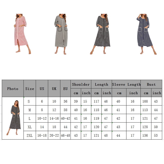 Langgg Polyester Robe de Nuit pour Femmes en de Rechange Col Rond Fermeture Éclair Cardigan Respirant Peignoir de Maison et de Bureau Tenue de Nuit Vêtements de Nuit Rouge G