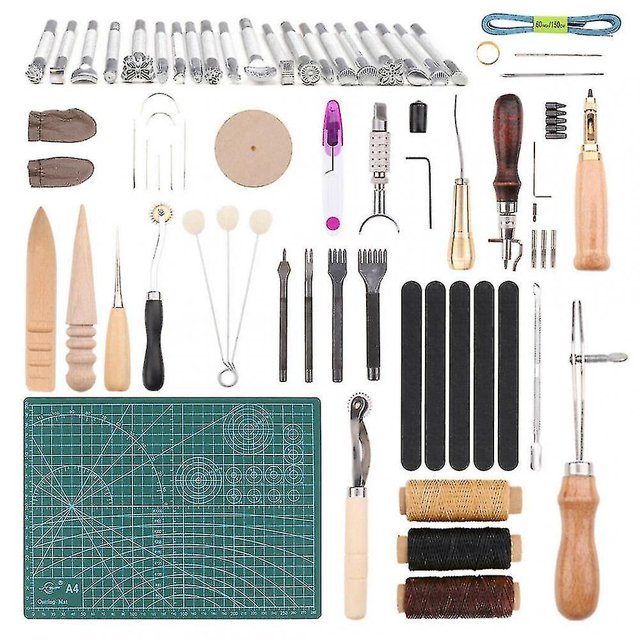 Kit de herramientas de mano de artesanía de cuero Pro 55pc, punzón de costura kaili Sencillez