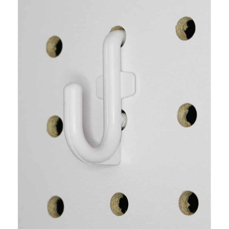 J Style White Plastic Locking Pegboard Hooks -50 Pack - Lock to Pegboard -  Tool Storage - Garage Wall organizer 
