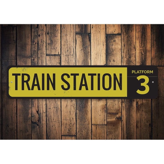 Train Station Platform Number Novelty Decor, Metal Wall Sign - 4x18 Inches