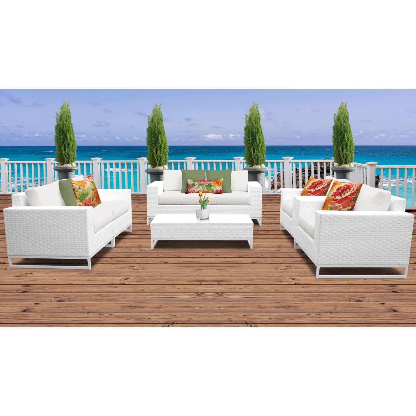 TK Classics Miami 7 Piece Outdoor Wicker Patio Furniture Set 07c - image 3 of 3