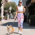 thumbnail image 5 of HELLHERO Marbled Printed Capri Leggings for Women High Waisted Yoga Pants Dog Paw Printed Yoga Leggings Athletic Yoga Capris with Pockets, S, 5 of 7