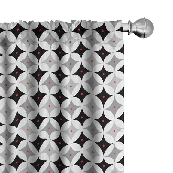 Ambesonne Mid Century Curtains, Retro Style Atomic, Pair of 28"x63", Pale Grey Black Red