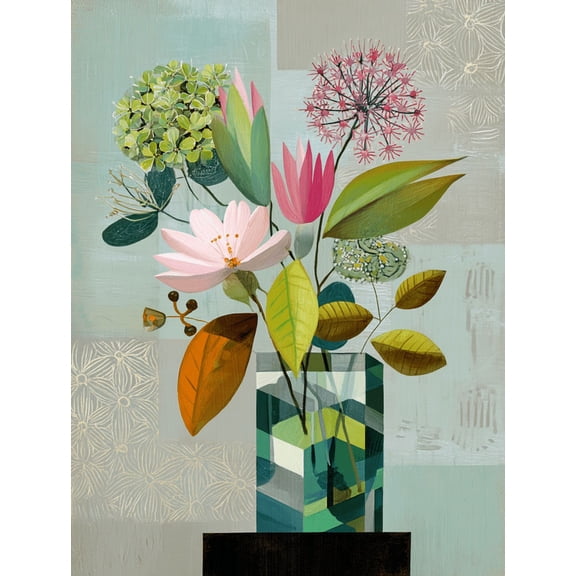 Modern Botanical Floral Arrangement Canvas Print, Suitable for Living Room, Bedroom, Dining Room, Office, Hallway Decor