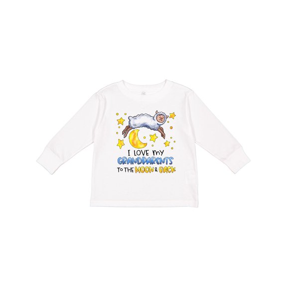 Inktastic I Love My Grandparents to the Moon and Back Cute Sheep Boys or Girls Long Sleeve Toddler T-Shirt