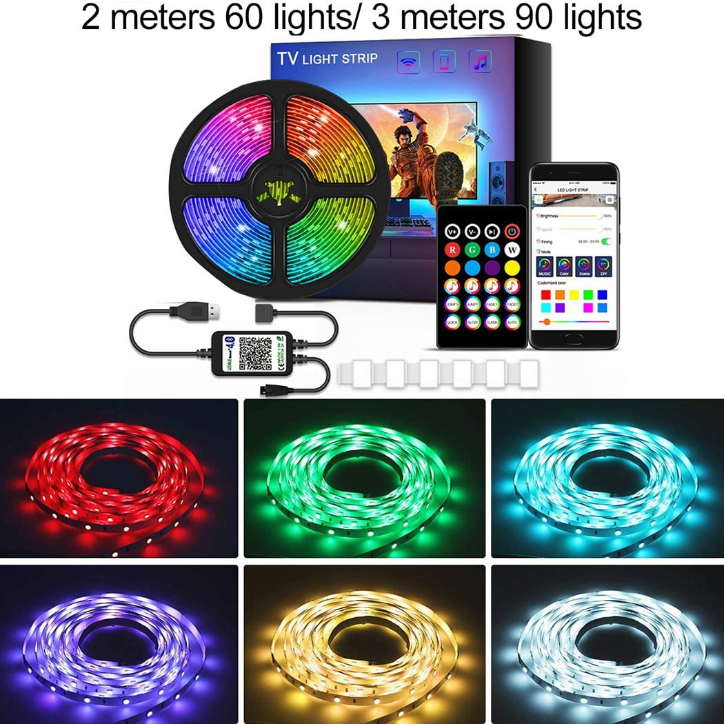 Fancy LED Strip Lights 5050 RGB Music Sync Bluetooth for Rooms TV Bar  Remote 3 Meters 90 Lights