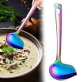 thumbnail image 2 of Sauce Ladle, 1 Pack Stainless Steel Saucier Drizzle Spoon with Spout Small Gravy Ladle, 8.6" Soup Spoons, Kitchen Utensil Mirror Polish Drizzle Spoon for Chocolates, Gravies and Sauces(ColorfulA), 2 of 9