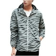 thumbnail image 2 of Munlar Mens Fleece Jacket- Stripe Casual Luminous Trench Zipper Reflective Hooded Long Coat Christmas Winter Coat Clearance, 2 of 9