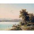thumbnail image 3 of Wilhelm Lichtenheld 24x20 Black Modern Framed Museum Art Print Titled - Game on Lake Chiemsee with a View of the Herreninsel in the Early Morning (1874), 3 of 5