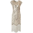 thumbnail image 1 of Vestido de lentejuelas con borlas, estilo retro de los años 20, para fiestas y banquetes, talla grande, 1 of 6