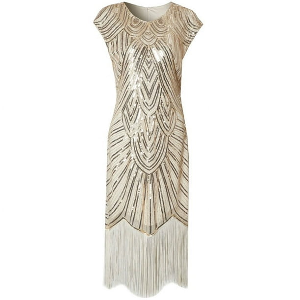 Vestido de lentejuelas con borlas, estilo retro de los años 20, para fiestas y banquetes, talla grande