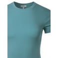 thumbnail image 4 of A2Y Women's Junior Fit Basic Solid Cotton Short Sleeve Crew Neck T Shirt Tee Tops Titanium S, 4 of 5