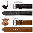 thumbnail image 3 of 18mm Black Ostrich Watch Band Men Quick Release Replacement Leather Strap Extra Soft Handmade Wristband Stainless Steel Buckle Father's Day Gift for Dad Son Husband, 3 of 7