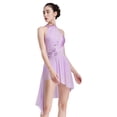 thumbnail image 3 of Doomiva Women Applique Lyrical Dance Dress Irregular Flowy Tulle Skirt Leotard Contemporary Dancewear Light Purple L, 3 of 8