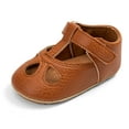 thumbnail image 4 of Zwiiyzr 2024 Infant Baby Girls Princess Flats Toddler First Walkers Soft PU Leather Non-Slip Crib Wedding Dress Shoes Brown, 4 of 6