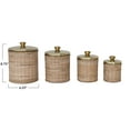 thumbnail image 4 of Creative Co-Op Rattan Wrapped Stainless Steel Canisters, Set of 4, Brass Finish, 4 of 5