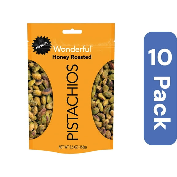 Wonderful Pistachios Nut Pistachio Honey Roasted (Pack of 10)